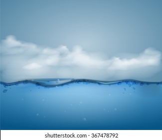 Underwater part and clouds.vector illustration