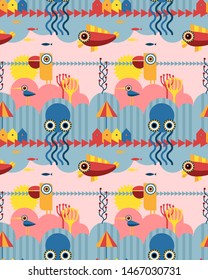 Underwater pattern geometric style design