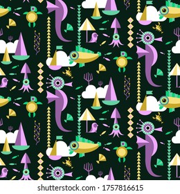 Underwater pattern geometric style design for children