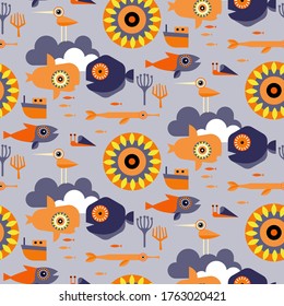 Underwater pattern geometric style design for children