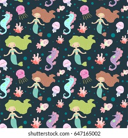 Underwater pattern with mermaid