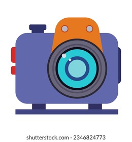 Underwater photography camera. Scuba diving equipment vector illustration. Gear for diving isolated on white background. Sports concept