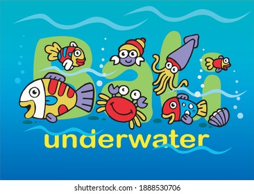 underwater pictures vector illustration for your T shirt or your cards