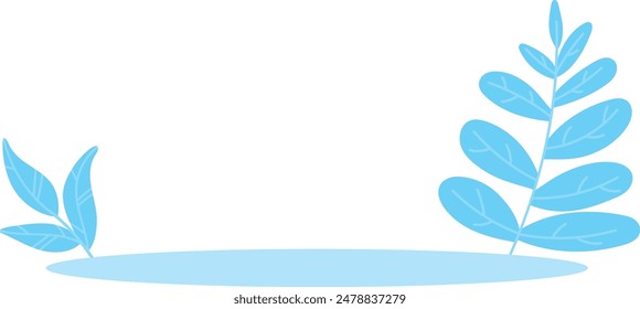 Underwater plant, leaves rising gracefully. Simplistic blue tones, pondlike shape. Potential use aquaticthemed designs. Minimalistic botanical illustration, styled leaves. Blue color palette