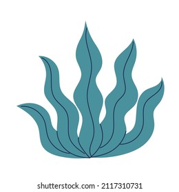 Plantas submarinas, algas. corales. Ilustración vectorial plana en estilo de dibujos animados aislados en fondo blanco.