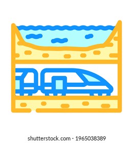 underwater railway tunnel color icon vector. underwater railway tunnel sign. isolated symbol illustration