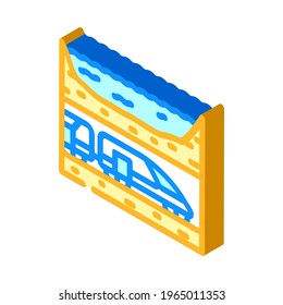 underwater railway tunnel isometric icon vector. underwater railway tunnel sign. isolated symbol illustration