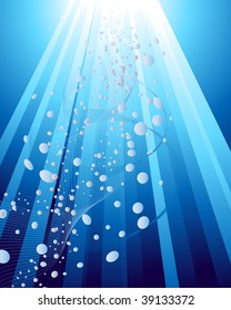 Underwater rays background for design use. Vector illustration.