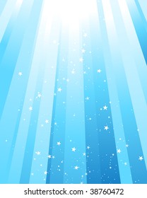 Underwater rays with many stars. Vector illustration.