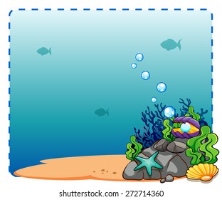 Plantilla de arrecifes subacuáticos con peces