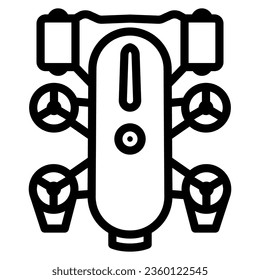 Underwater robot line icon, Robotization concept, underwater vehicle sign on white background, autonomous electric seabed explorer icon in outline style for mobile and web. Vector graphics