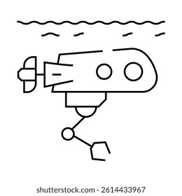 underwater robot line icon vector. underwater robot sign. isolated contour symbol black illustration