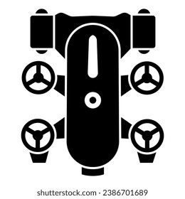 Underwater robot solid icon, Robotization concept, underwater vehicle sign on white background, autonomous electric seabed explorer icon in glyph style for mobile and web. Vector graphics