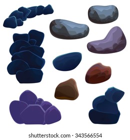 underwater rocks and reefs - vector illustration set