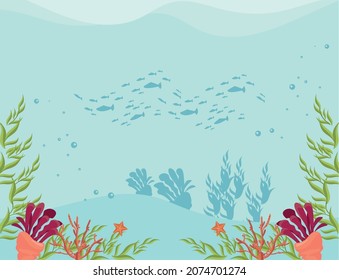 underwater scene backdrop with sealife