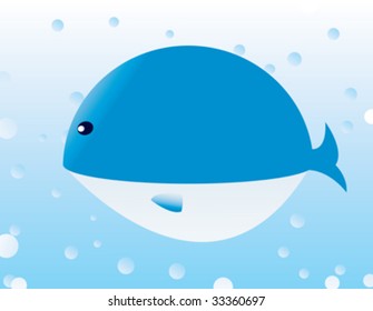 Underwater scene background with whale