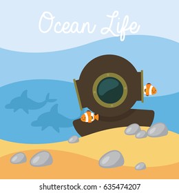 Underwater scene in cartoon style