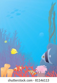 Underwater Scene Colorful Coral Reef Various Stock Vector (Royalty Free ...