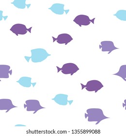 Underwater scene. Colorful fish groups in clean sea water. Seamless vector EPS 10 pattern