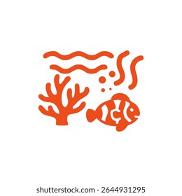 Cena subaquática com coral e peixe