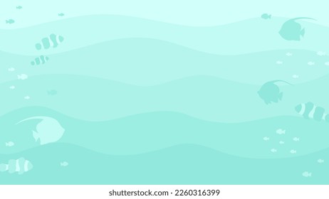 Underwater scene with fishes banner. Marine life vector design template. Backgrounds with copy space for text for banners, social media stories