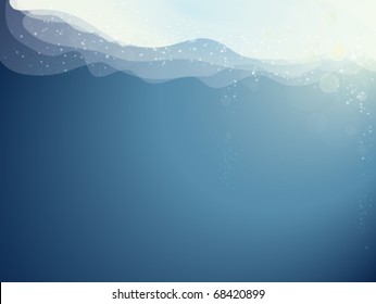Underwater scene with sun rays