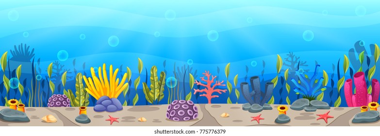 Underwater scene with tropical coral reef