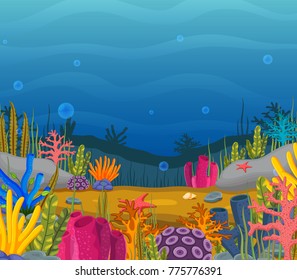 Underwater scene with tropical coral reef