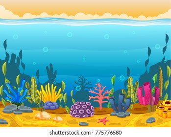 Underwater scene with tropical coral reef