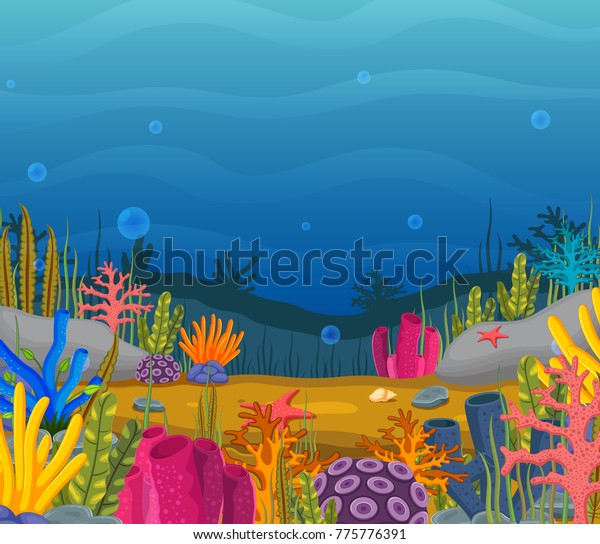 Underwater Scene Tropical Coral Reef Stock Vector (Royalty Free ...