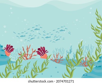 underwater scene wallpaper with seaweed