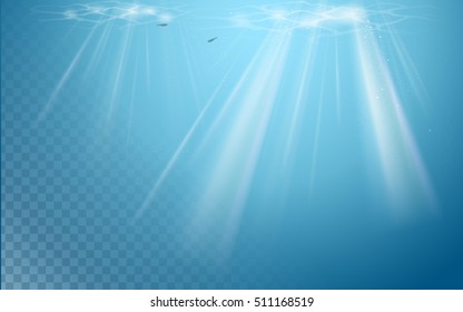 Underwater scenery with sunlight, tranquil underwater background for design.