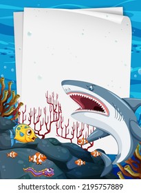 Underwater sea creatures border illustration