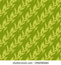 Underwater sea doodle seamless pattern with abstract seaweed ornament. Green light background. Flat vector print for textile, fabric, giftwrap, wallpapers. Endless illustration.