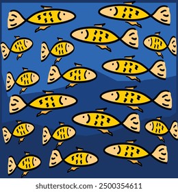 Underwater sea fish abstract kids cartoon