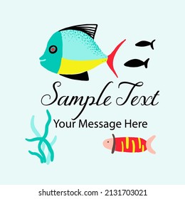 Underwater Sea Fish Vector Card Background