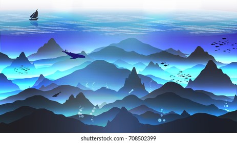 Underwater Sea Landscape - Vector