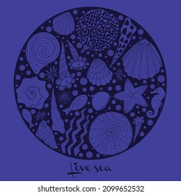 Underwater. Sea life. Cute vector postcard.