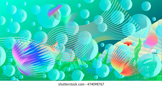 Underwater sea life vector illustration