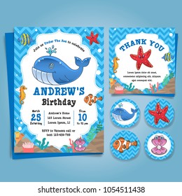 Underwater Sea, Nautical Theme birthday party Invitation