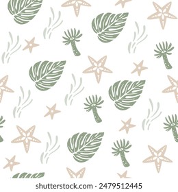 Underwater sea plants pattern. Seamless vector pattern for textile and fabric
