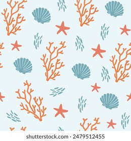 Underwater sea plants pattern. Seamless vector pattern for textile and fabric
