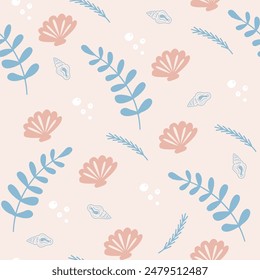 Underwater sea plants pattern. Seamless vector pattern for textile and fabric
