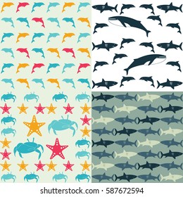 underwater sea set 4 piece crab shark dolphin starfish
