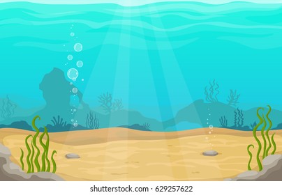 Underwater sea vector cartoon landscape