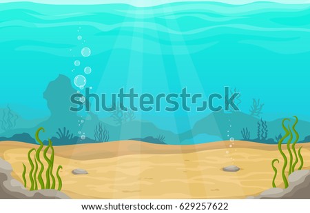 Underwater sea vector cartoon landscape