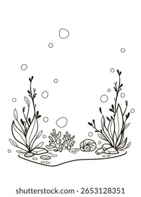 Underwater Seagrass Scene with Plants and Bubbles
