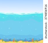 Underwater seamless landscape, cartoon background for game design