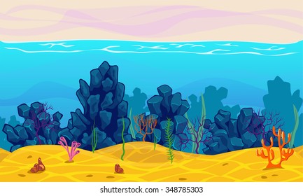 Underwater Seamless Landscape Cartoon Background Game Stock Vector ...