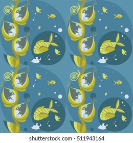 Underwater seamless landscape. Vector illustration, cartoon background for ceramic tile.